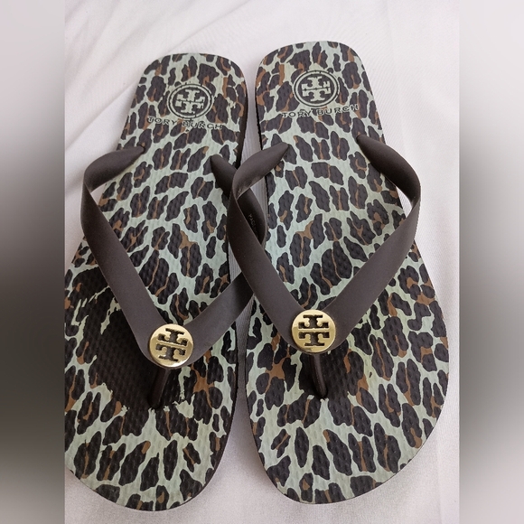 Tory Burch Animal Print Sandals with Gold Accent (#131) - Picture 2 of 3